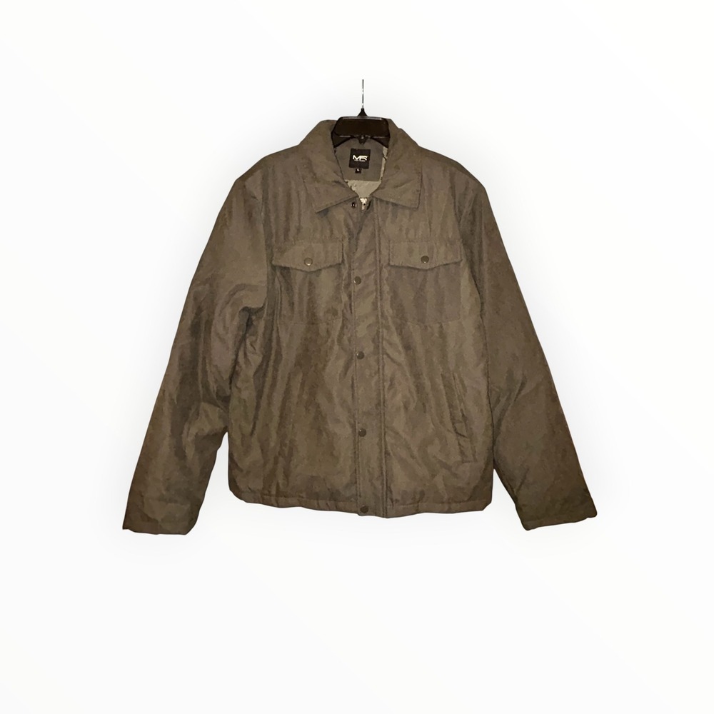 Mack Russo Mens Olive Green Field Jacket Full Zip Snap Padded Coat Size Large